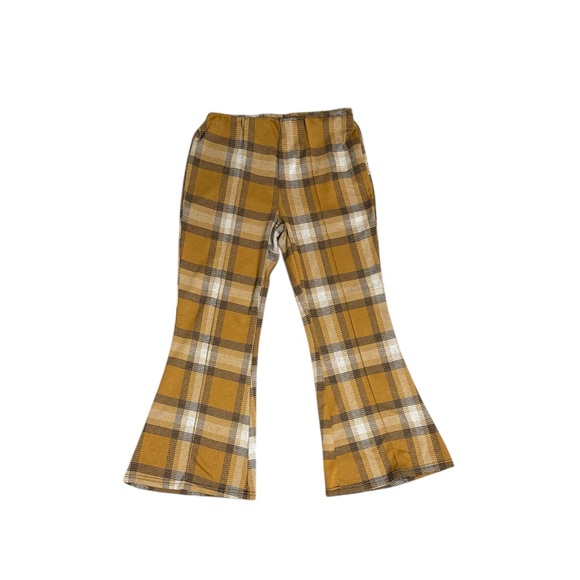Forever 21 Plaid Cropped Flared pants - Mustard Plaid - Women's Size Medium - Picture 2 of 5